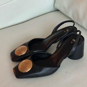 Zara Black Heels with Gold Detail